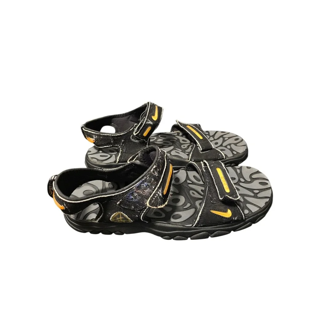 Nike ACG Deschutz Mens Black Yellow Outdoor Trail Sandals 303806-001 Size 14